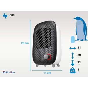 Calefactor cerámico compacto 500W HOTI F5 PURLINE