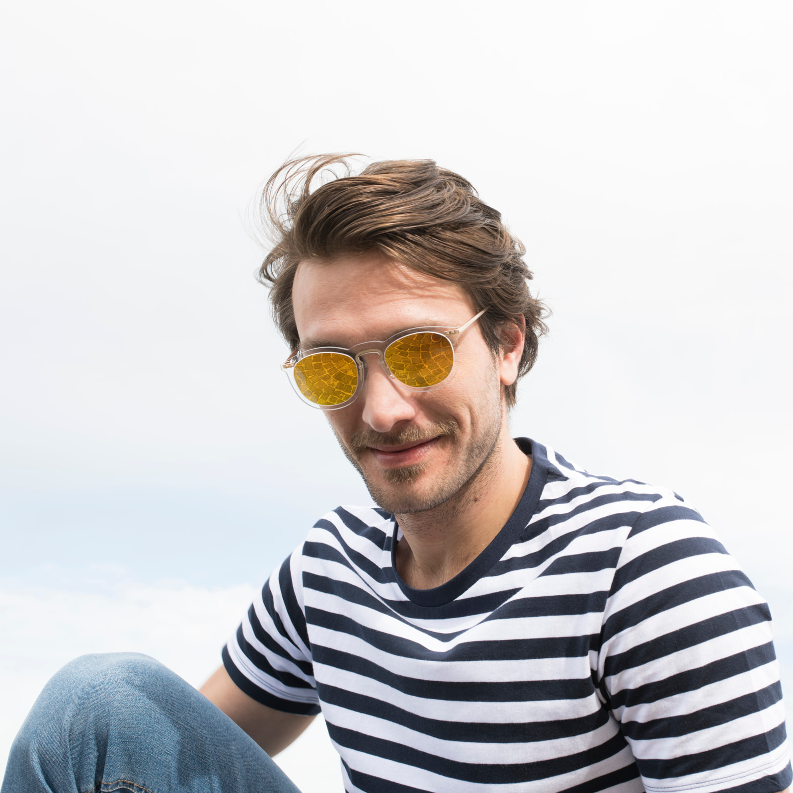 Gafas de sol OCEAN BERLIN - Blanco transparente / De espejo dorado y patillas de metal dorado mate