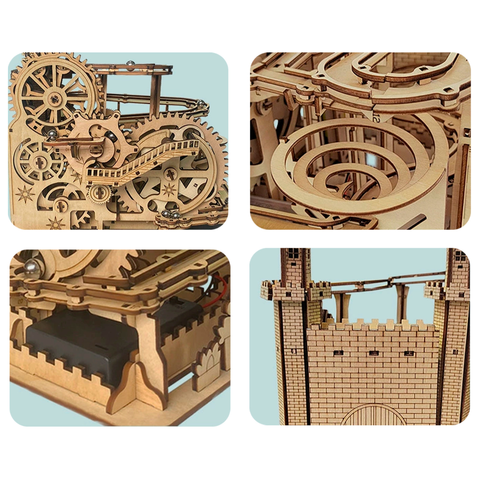 Modello in Legno 3D, con movimento meccanico design di Pista di palline Castello. 400 pezzi