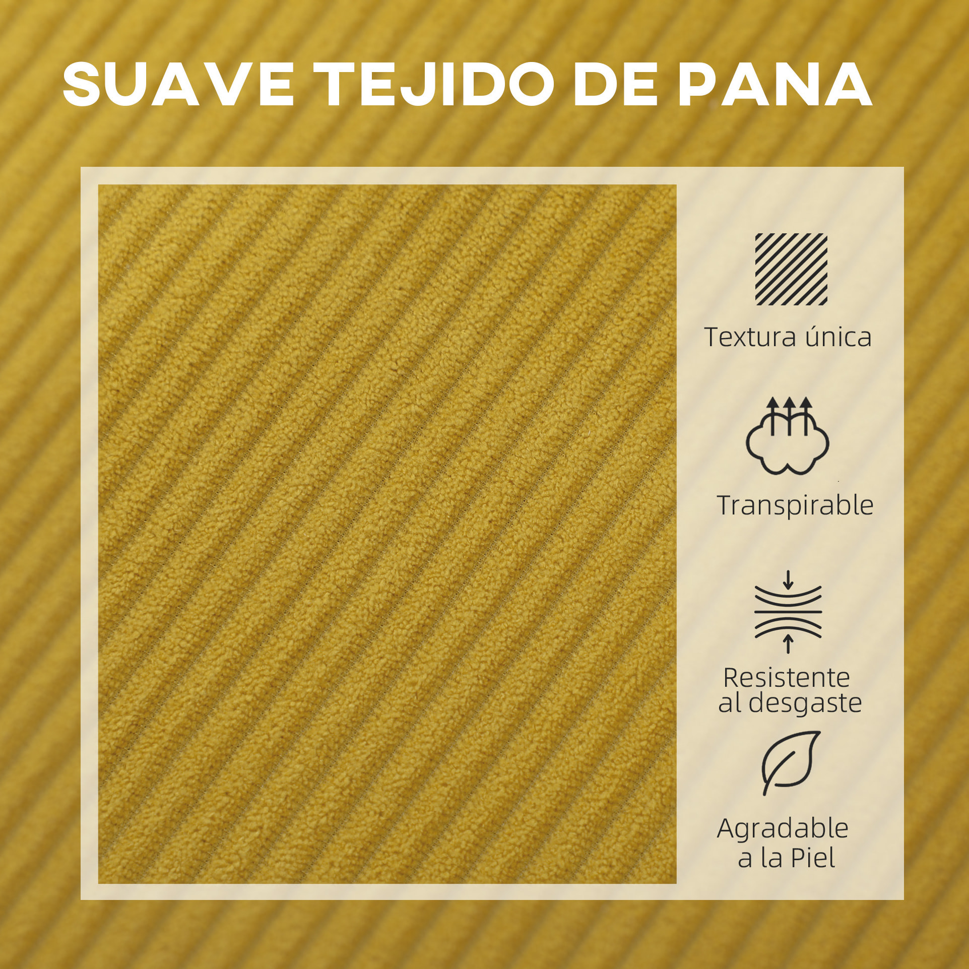 Sofá de 2 Plazas Tapizado en Pana Sofá de Salón sin Brazos con 2 Puertos USB 1 Puerto Tipo-C y Patas de Madera Sofá Pequeño Carga 240 kg 110x60x85 cm Amarillo