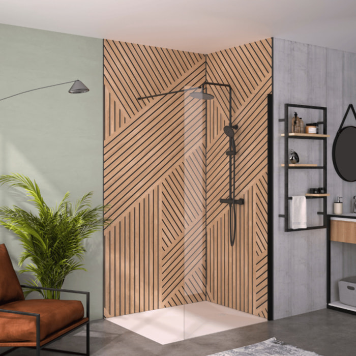 Paroi de douche transparent KINEDO Solo 6+ 100cm profilé Noir mat