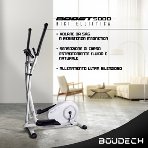 Bici cyclette ellittica bidirezionale con volano da 5kg ultra silenzioso, resistenza magnetica 8 livelli cardio. Bianco