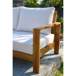 MAJORQUE - Salon de jardin d'angle 5 places en aluminium effet bois