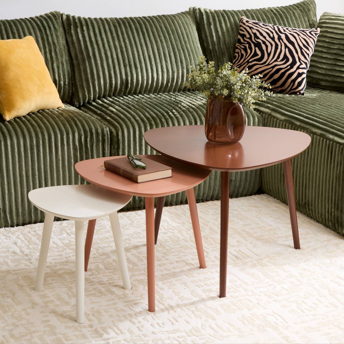 3 tables gigognes Mileo marron