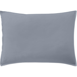 Paire de Taies d'oreiller percale de coton bleu anthracite