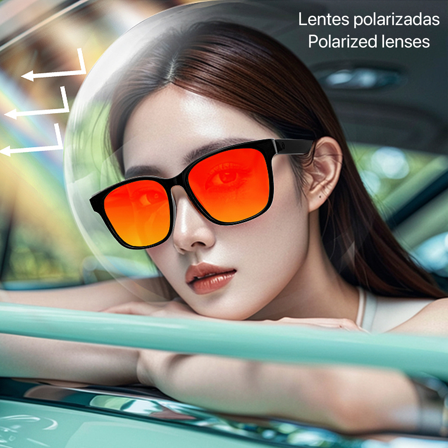 Gafas inteligentes GS08, llamada bluetooth, asistente de voz, control remoto de la cámara.