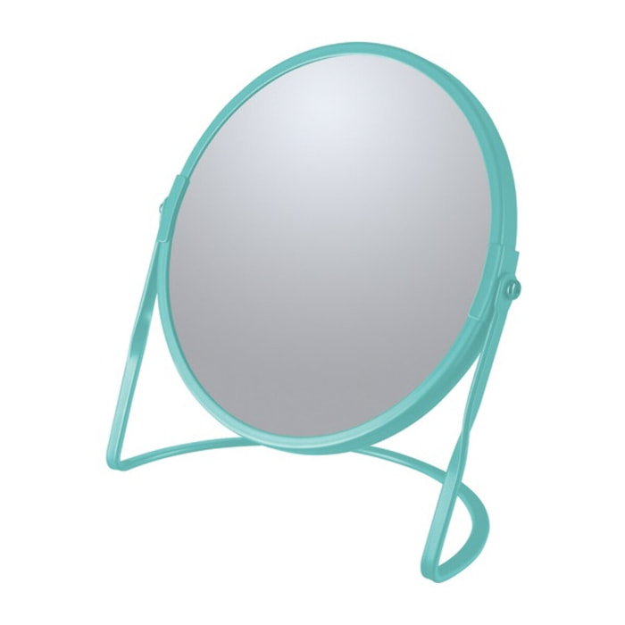 Miroir grossissant sur pied Acier AKIRA Bleu Aqua mat Spirella