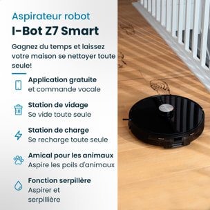 Robot aspirateur laveur connecté avec base aspirante EZIclean® I-Bot Z7 LIDAR IA