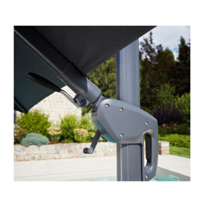 Parasol déporté 3x3m double inclinaison - gris perle - EMERAUDE
