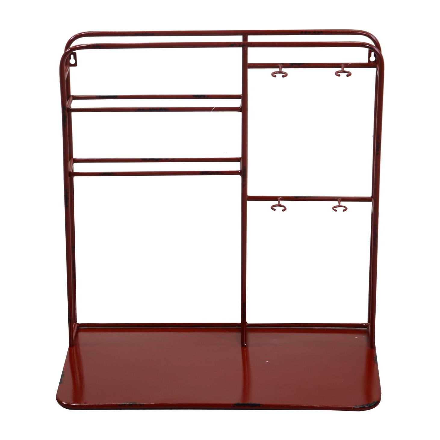 Portabottiglie in metallo da muro 2 posti rosso rettangolare cm59x33h62,5