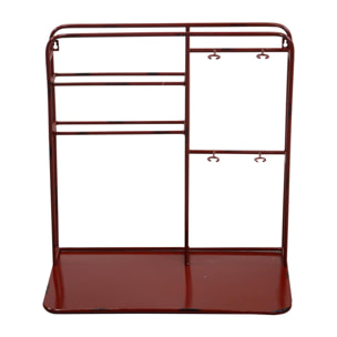 Portabottiglie in metallo da muro 2 posti rosso rettangolare cm59x33h62,5