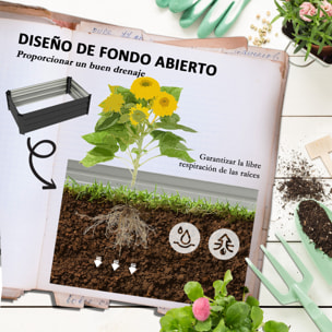Juego de 2 Jardineras de Exterior de Acero Huerto Urbano Rectangular para Cultivos Plantas Flores para Patio Jardín 100x60x30 cm Gris Oscuro