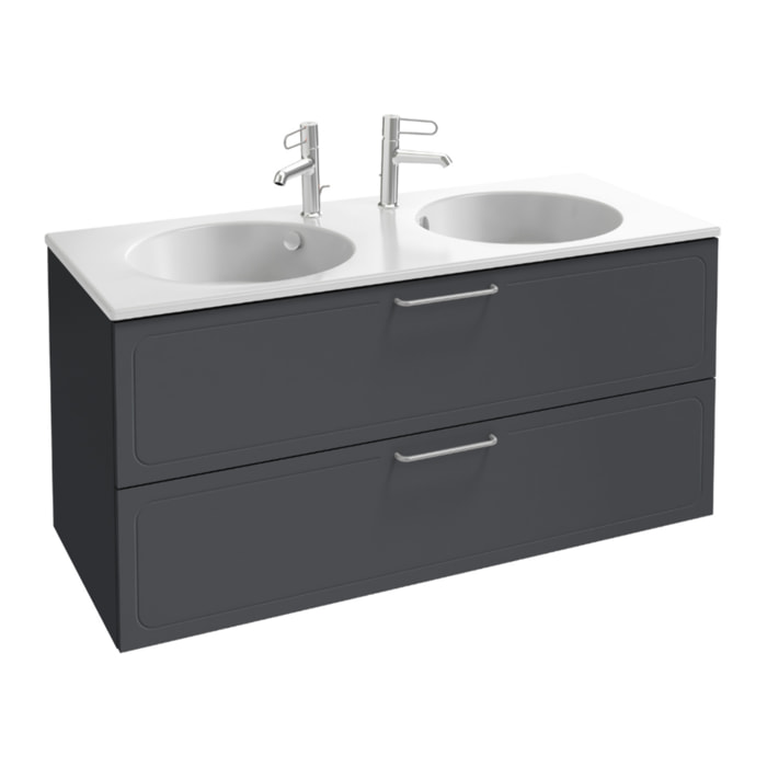 Meuble double vasque 120 cm Odéon Rive Gauche 2 tiroirs gris anthracite