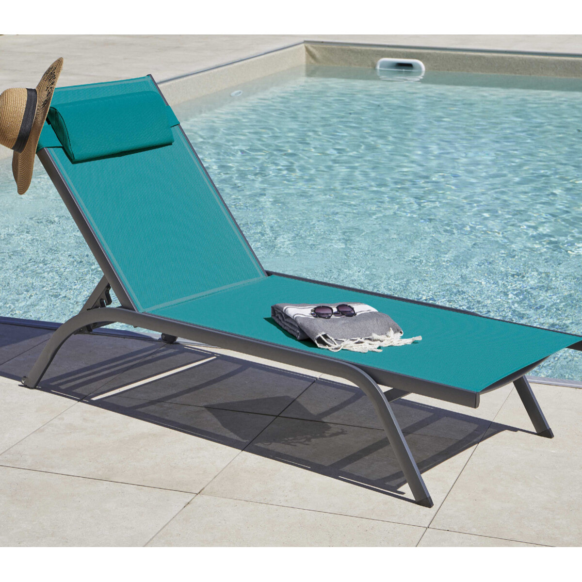 Transat de jardin en aluminium - bleu canard - MALTA