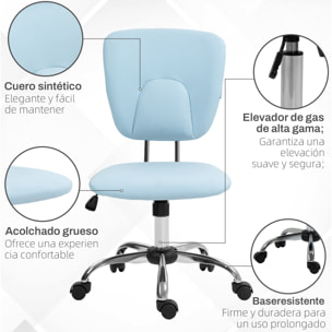 Silla de Oficina sin Reposabrazos Silla de Escritorio Juveniles con Altura Ajustable y Función de Inclinación Carga 120 kg 50x54x87,5-96,5 cm Azul Claro