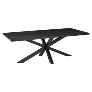 BASILE - Table à manger 220x100cm plateau noir effet pierre