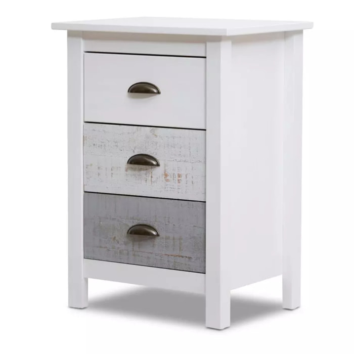 Mesita de noche Ocean 3 cajones Blanco - Vintage Colors