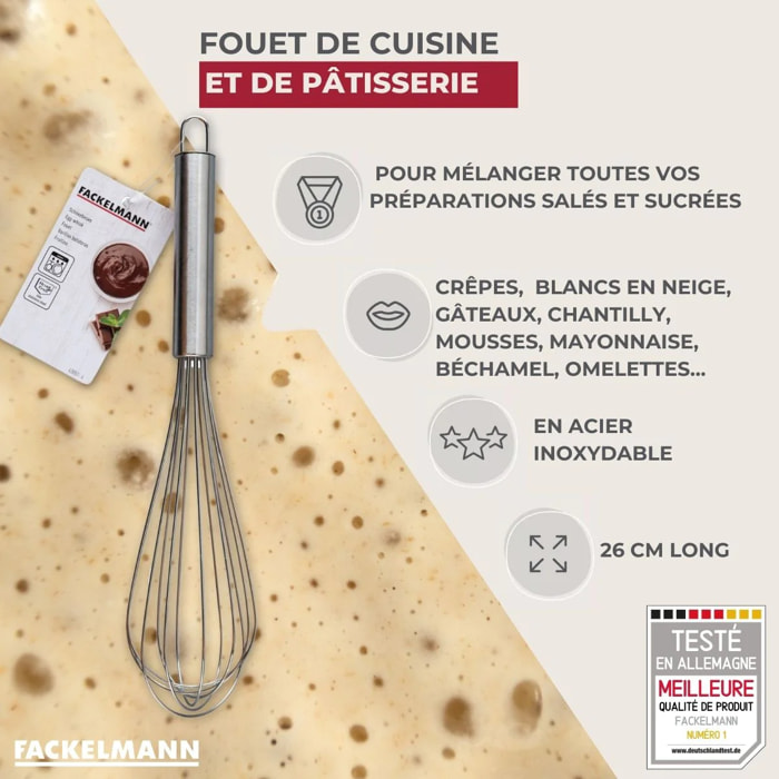 Fouet de cuisine et pâtisserie en inox 26 cm Fackelmann