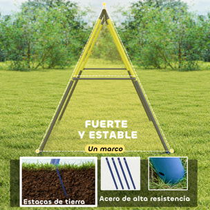 Estructura de Columpio Infantil, Estructura Metálica para 2 Columpios, Resistente para 150 kg, para Asiento, Nido y Escalera de Trepar, para Jardín, Balcón, 260x160x178 cm, Azul