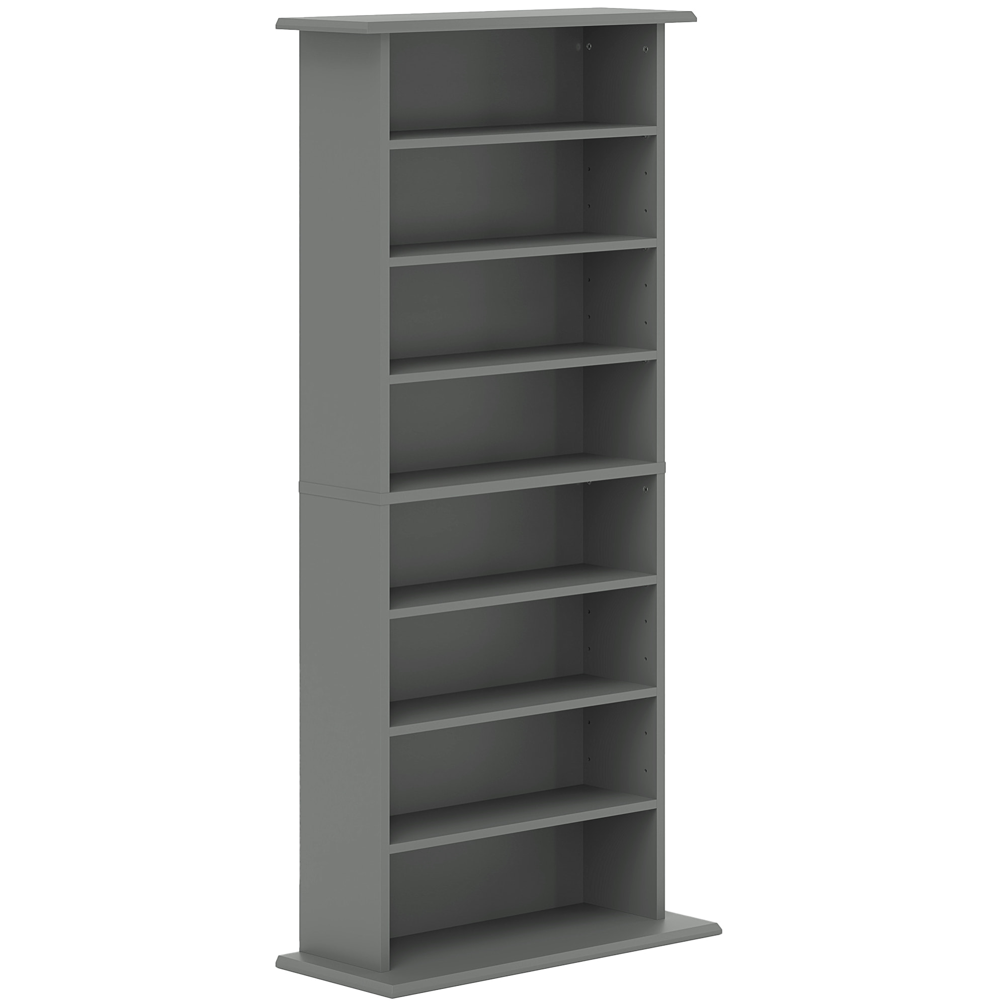 Étagère range CD - meuble rangement CD DVD - 8 compartiments, 6 étagères réglables - max 360 CD/185 DVD - gris