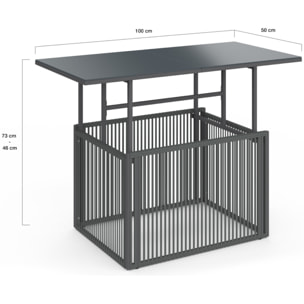 Table de jardin relevable Ozéa 100cm verre trempé gris