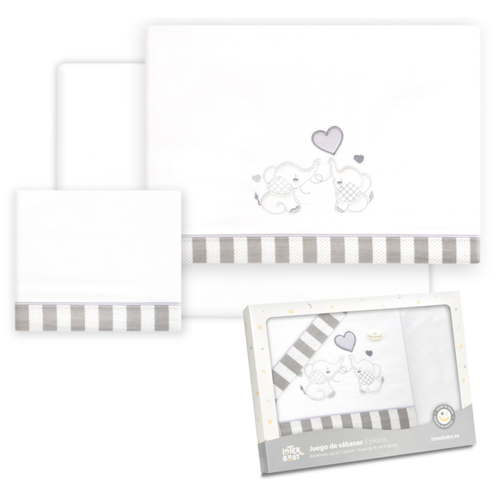 Triptico Coche Parejita Elefante Bco/Gris