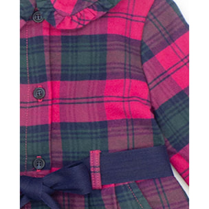 Vestido a cuadros con volante y cinturón