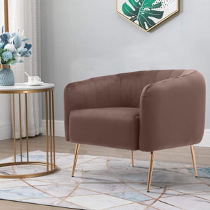 Poltroncina in velluto di design marrone