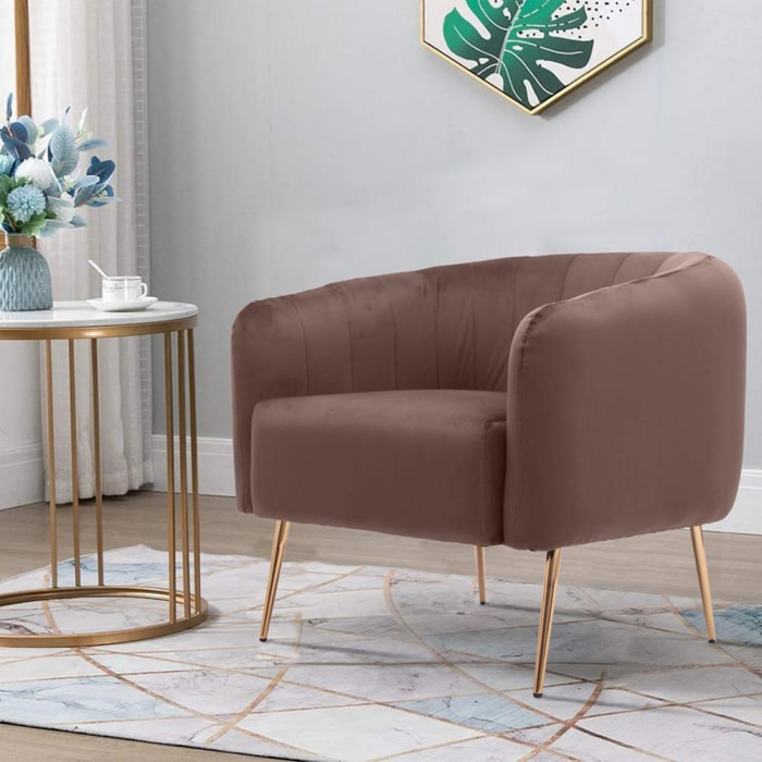 Poltroncina in velluto di design marrone