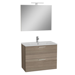 Mia ensemble avec meuble  pré-assemblé 79x61x39,5 cm + miroir + lavabo en céramique + éclairage LED, cordoba (MIASET80C)