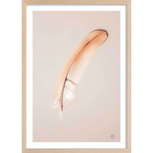 Affiche enfant plume flottante  Affiche + cadre en bois - Chêne