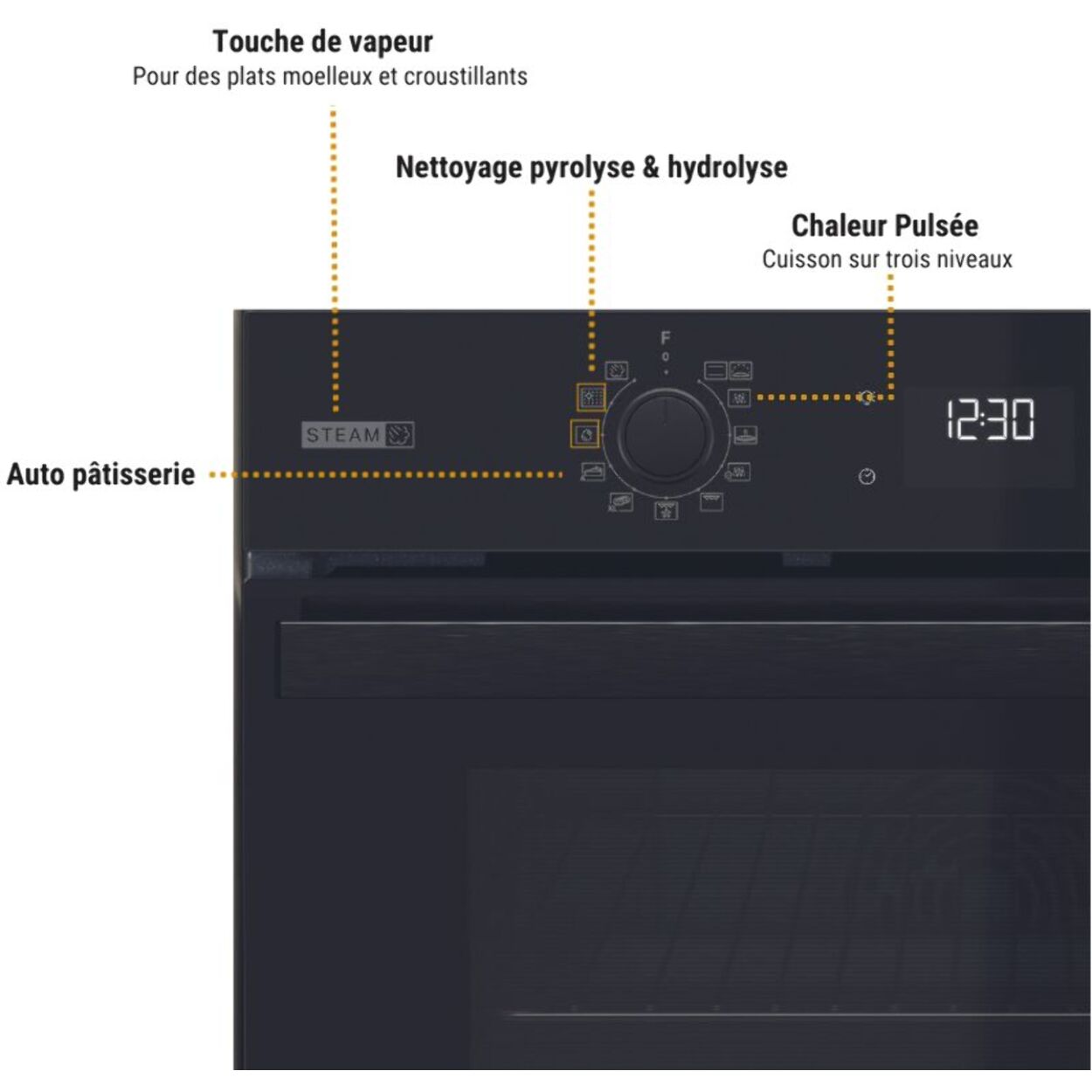 Four encastrable WHIRLPOOL OMSR58RU0B - Pyrolyse - Chaleur pulsée - Porte froide - noir Matt