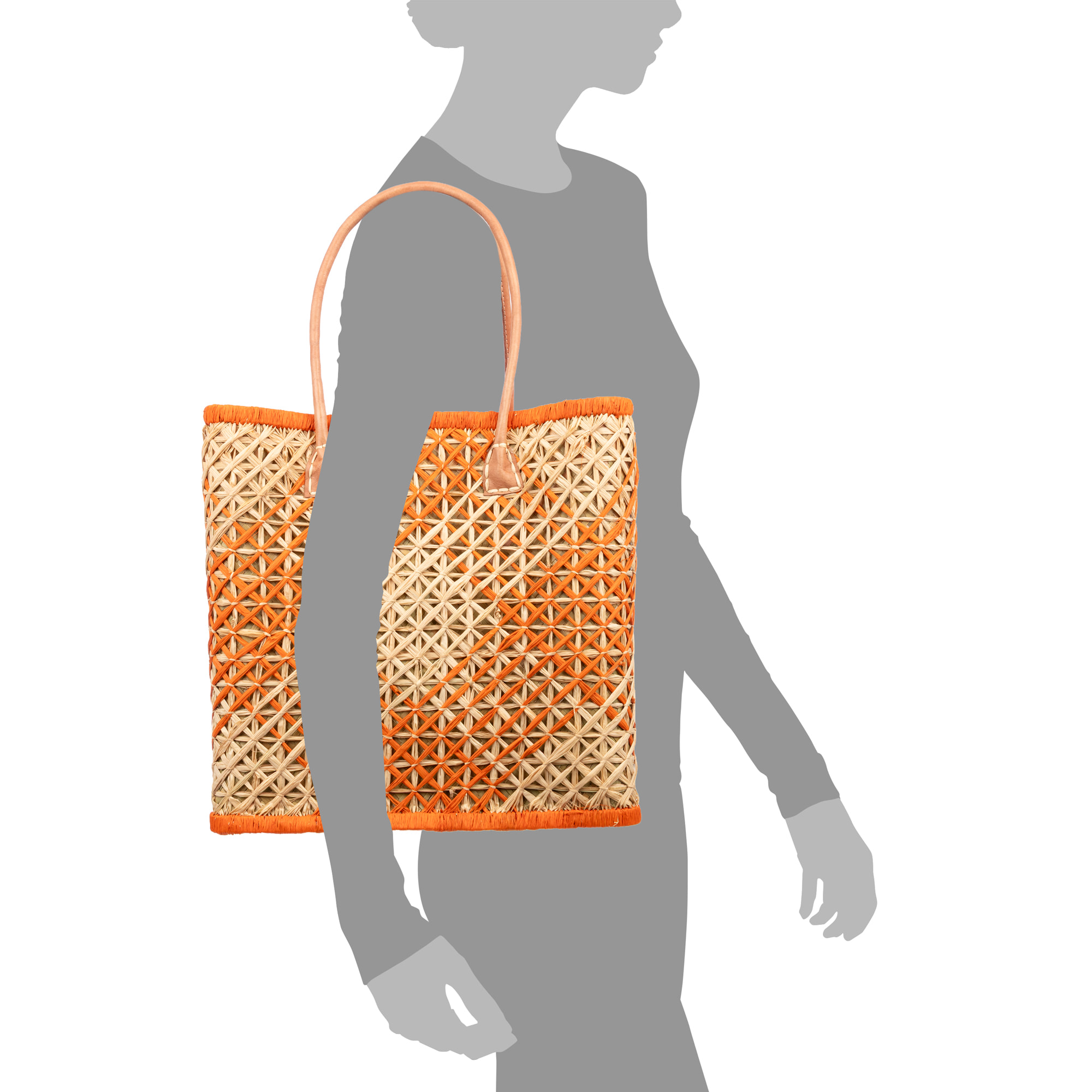 Zavattarello bolso de hombro mujer. Fabricado en rafia y tela, con asas de cuero.