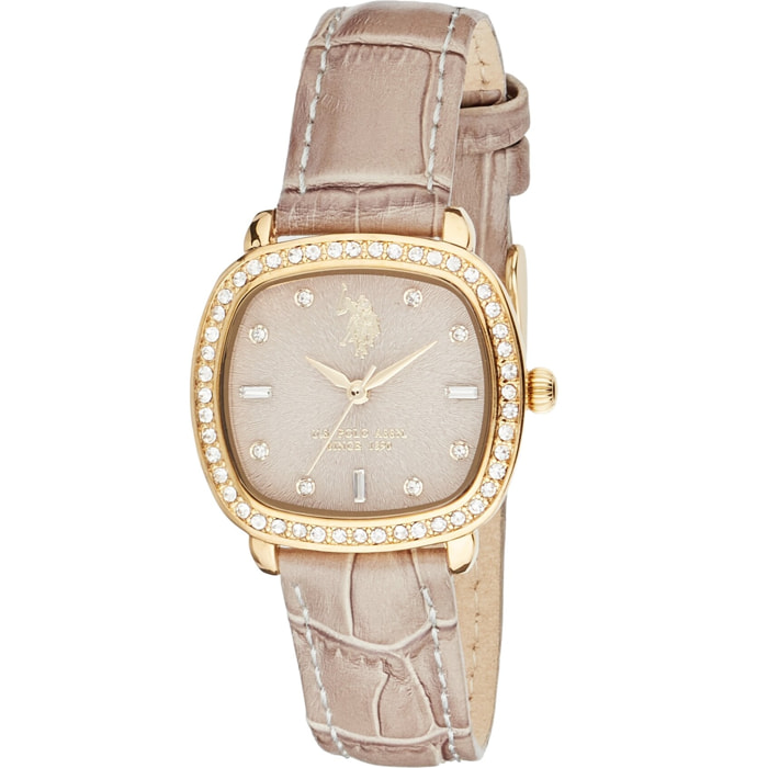 Orologio U.S. Polo Assn. In acciaio con cinturino in pelle grigio