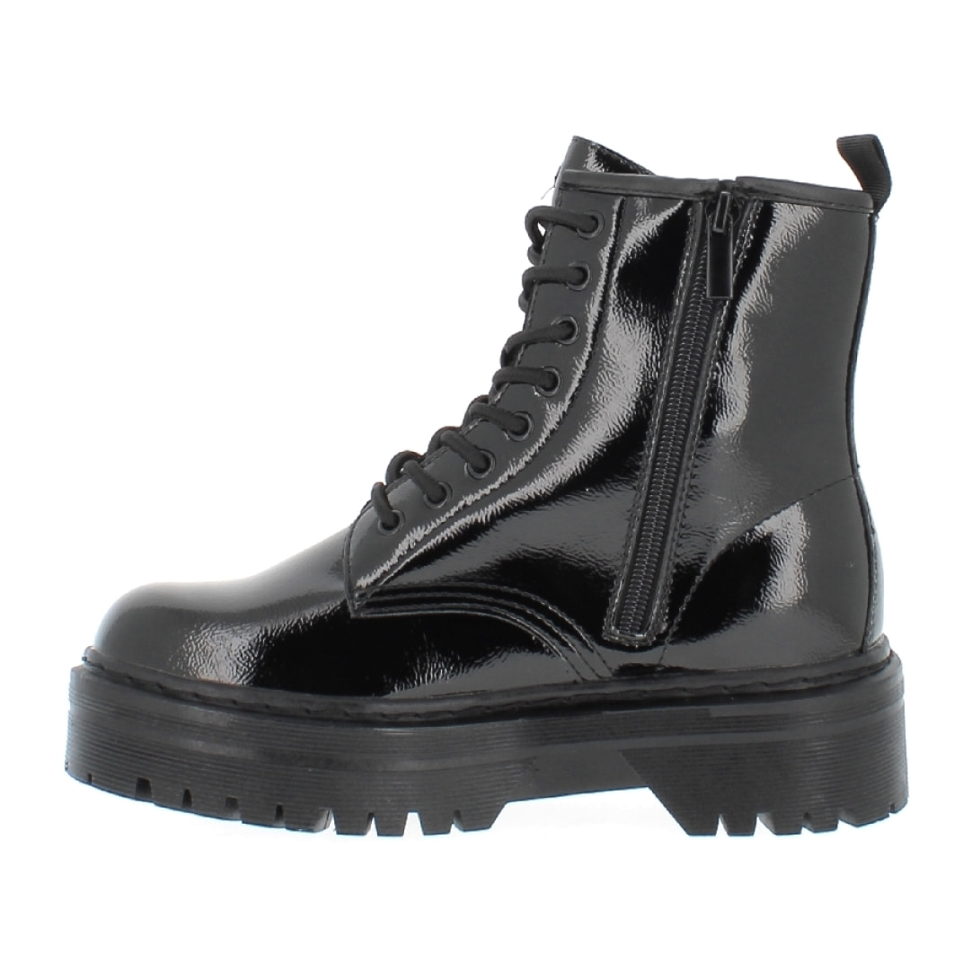 Armata di Mare Scarpe Donna Chunky Platform Boots con Cerniera Zip Interna AMD W32H39 Black Lucido