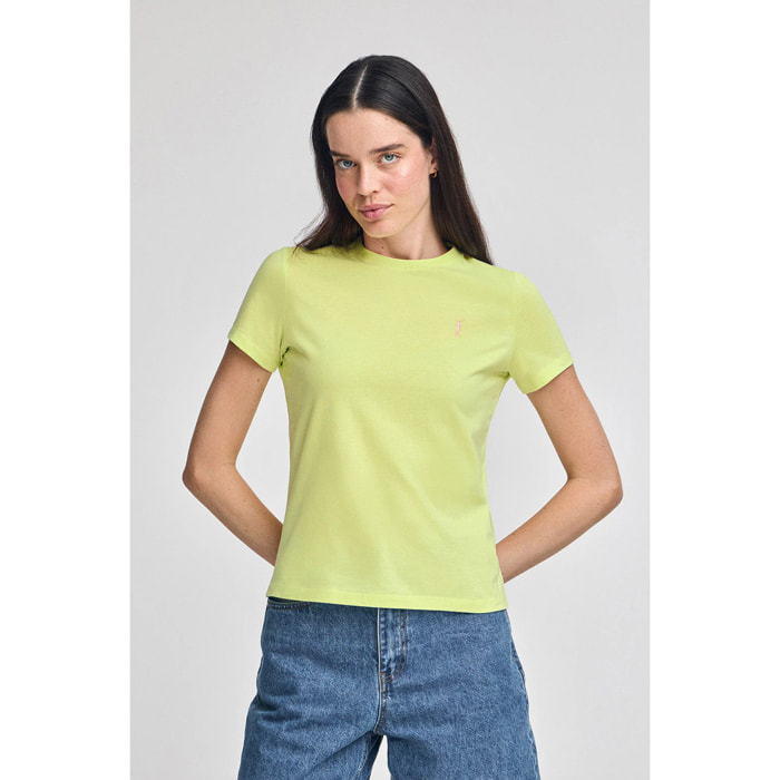 Camiseta verde lima de cuello redondo con bordado Rigby Go