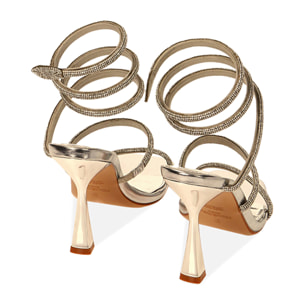 Sandali oro snake, tacco 10 cm