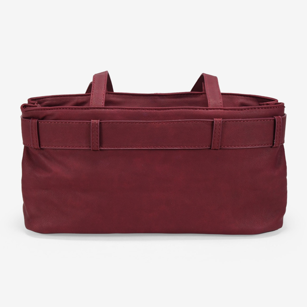 Bolso de hombro burdeos con cinturón