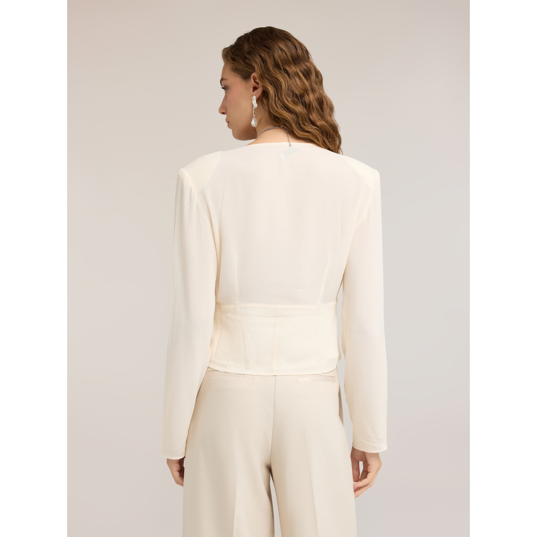 Motivi - Camicia in crêpe de chine con bottoni foderati - Bianco