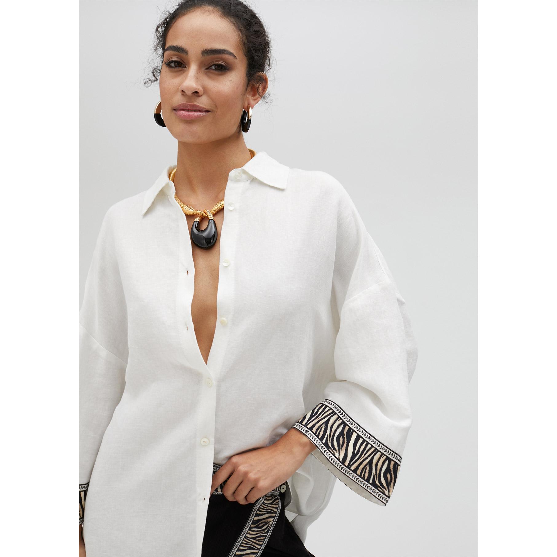 Camicia in lino con bordura