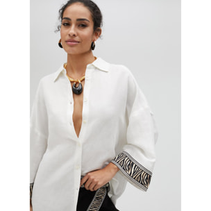 Camicia in lino con bordura