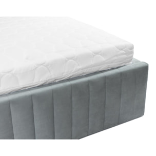 Stuart - lit coffre - 160x200 cm - sommier inclus - en velours - Gris
