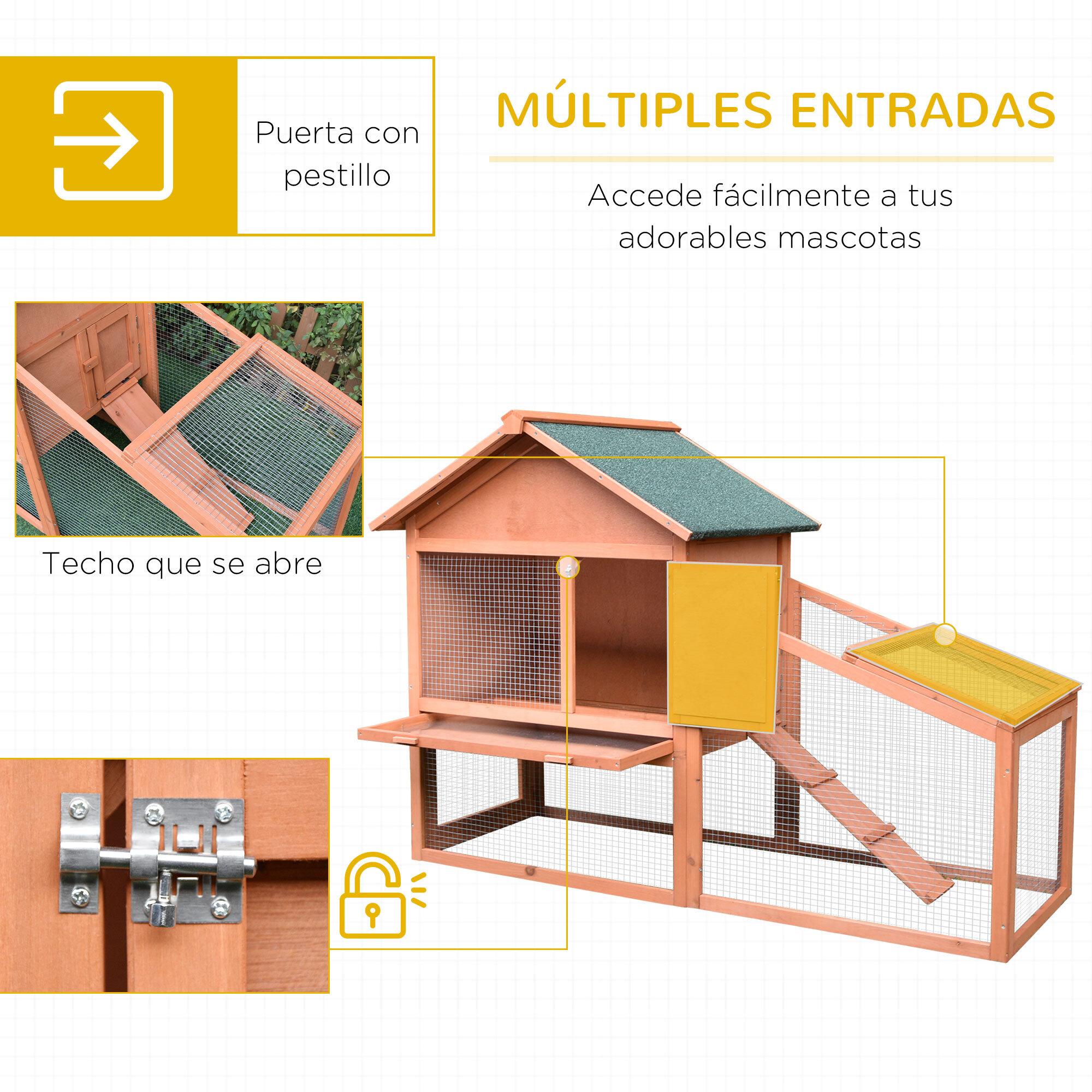 Conejera de Abeto y Tela Asfáltica 144x64.5x100cm Madera