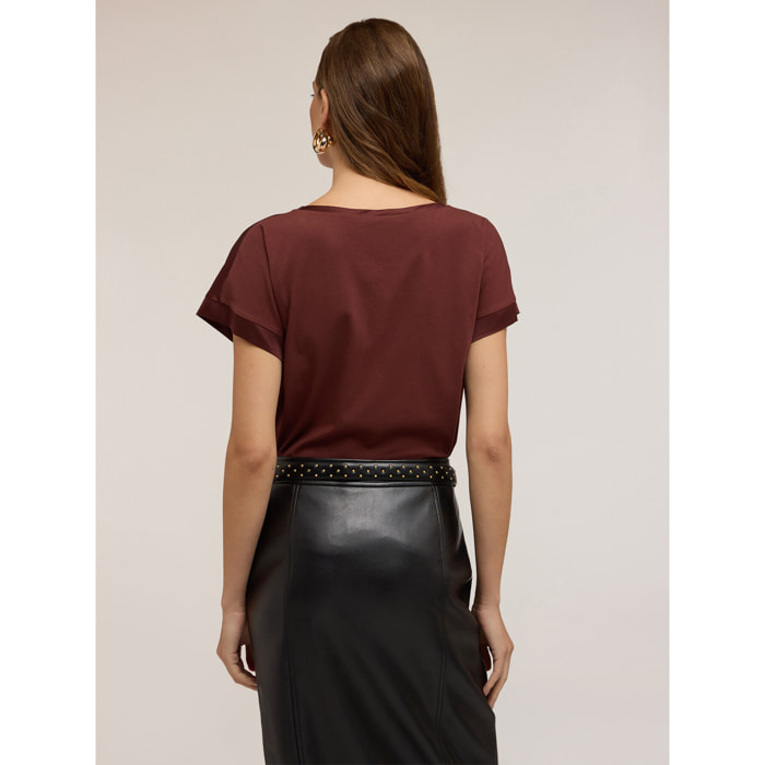 Motivi - Camiseta bimaterial - Marrón