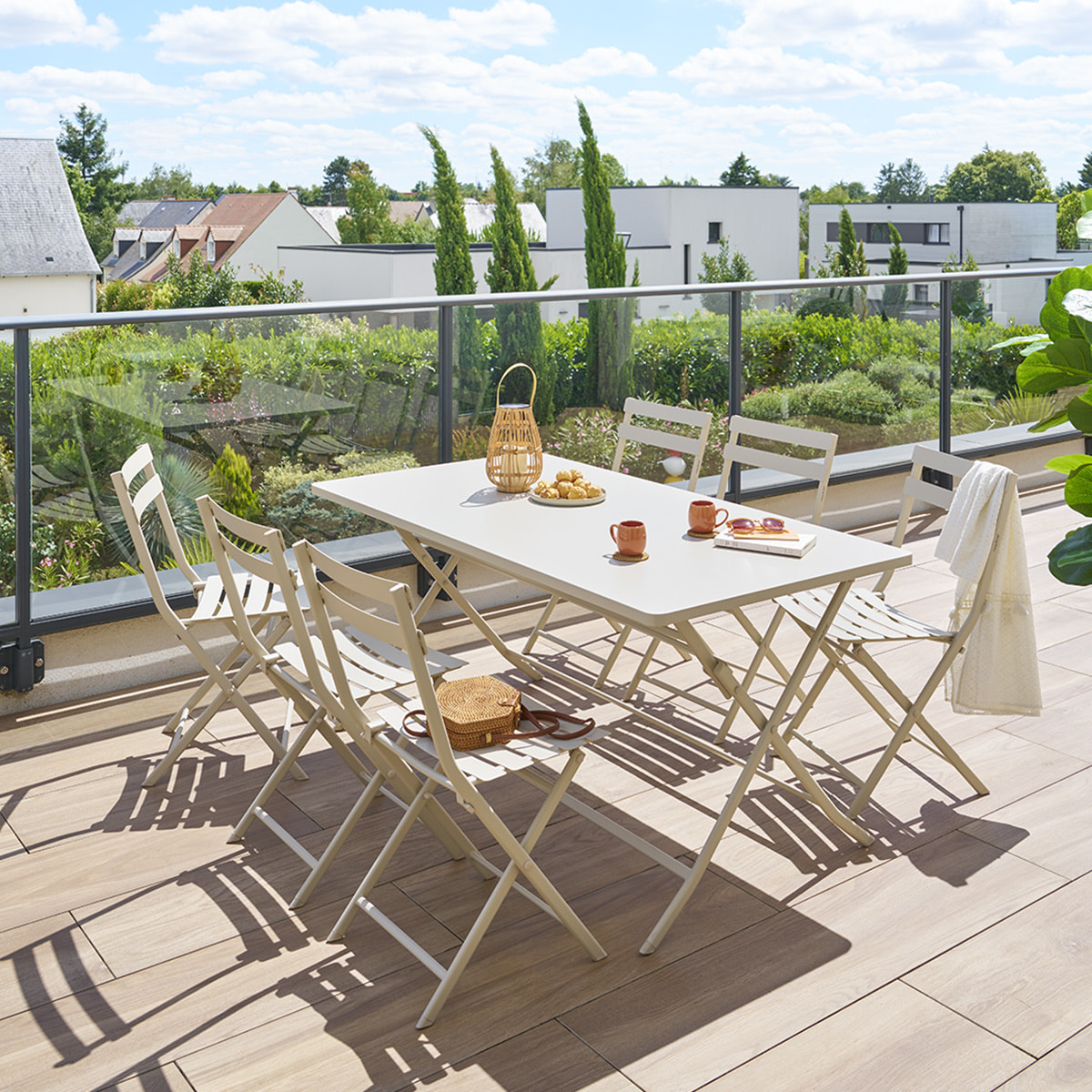 Table de jardin pliante rectangulaire "Greensboro" argile 6 places en acier