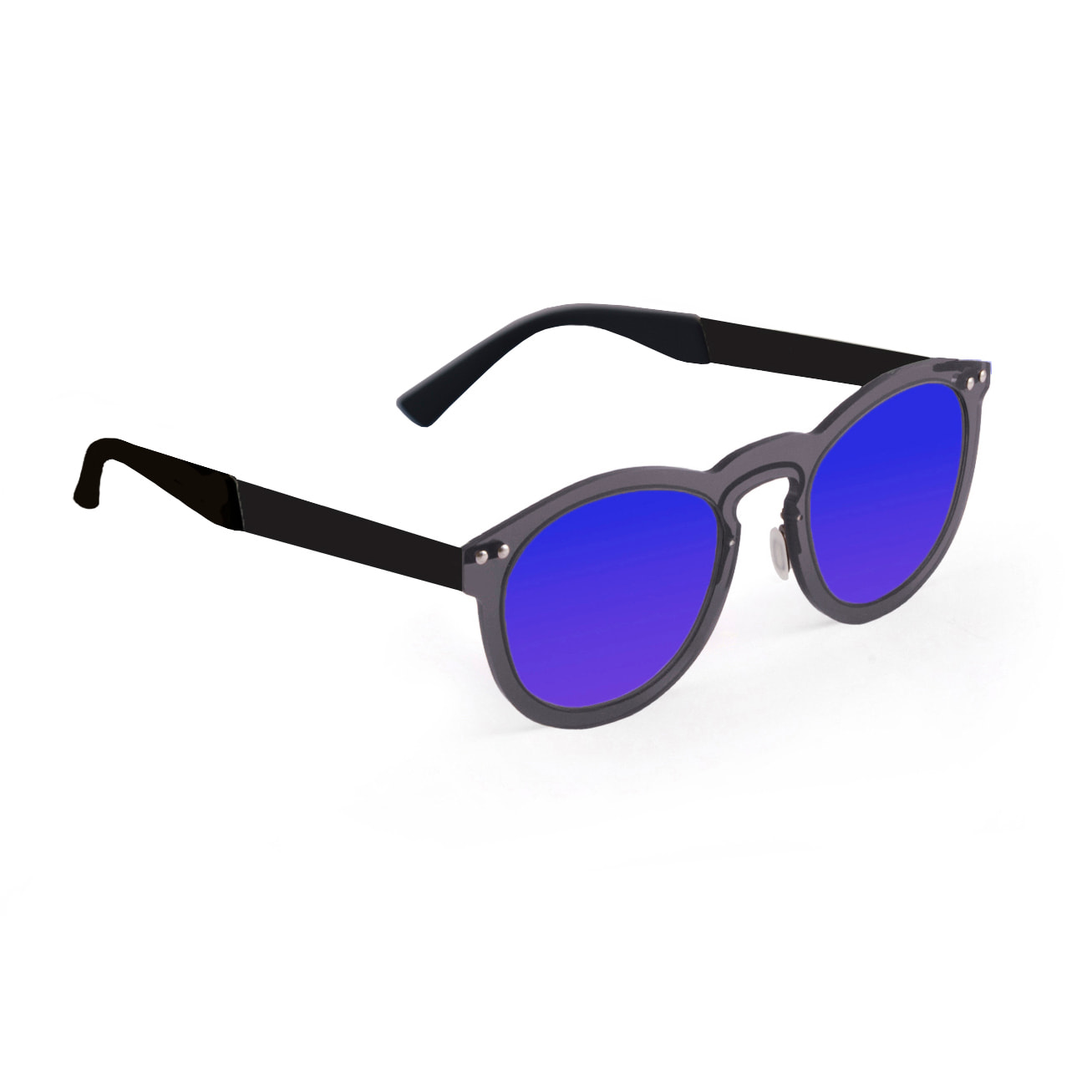 Gafas de sol OCEAN IBIZA - De espejo azul con montura negro transparente y patillas de metal negro