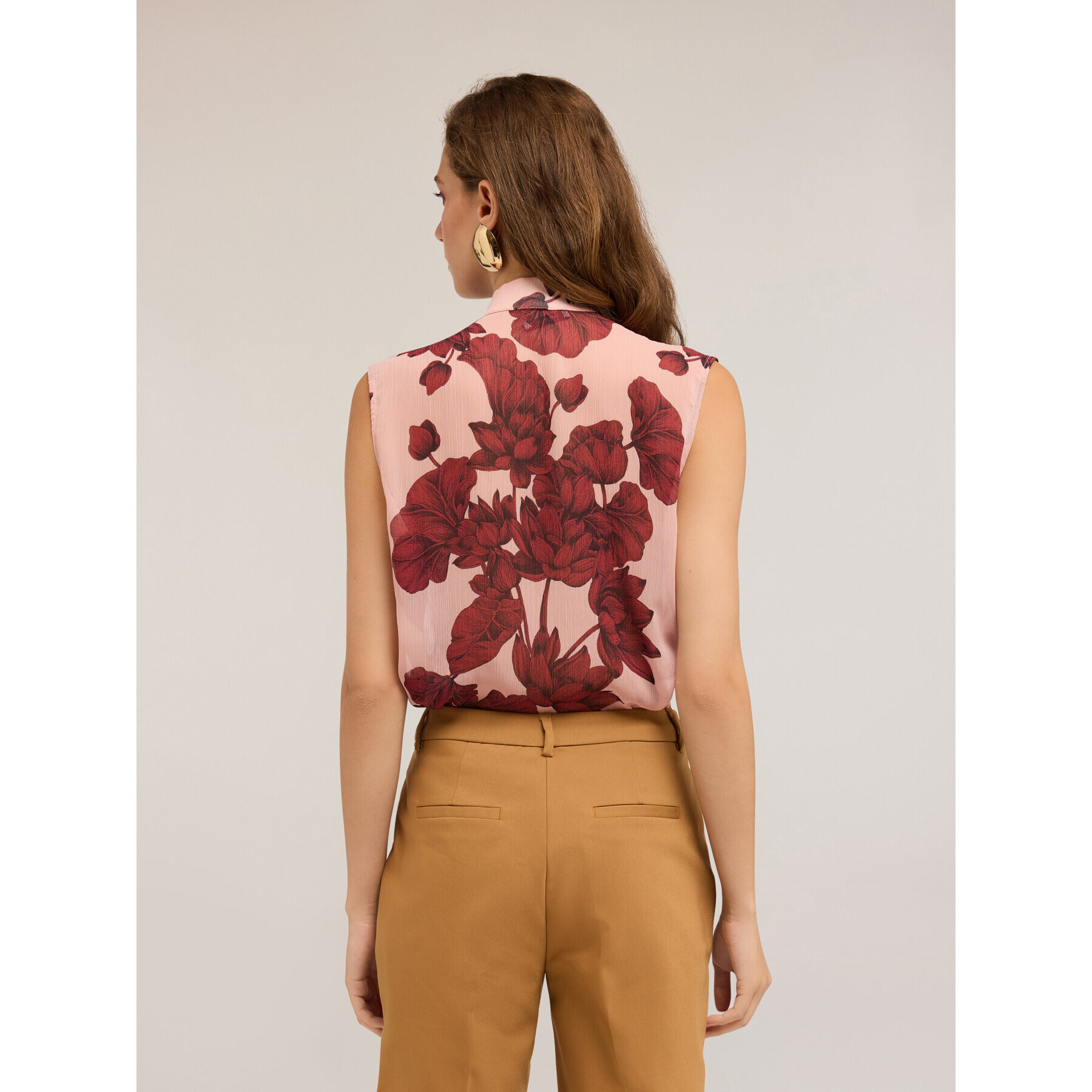 Motivi - Blusa floral en crepé - Rosa cipria