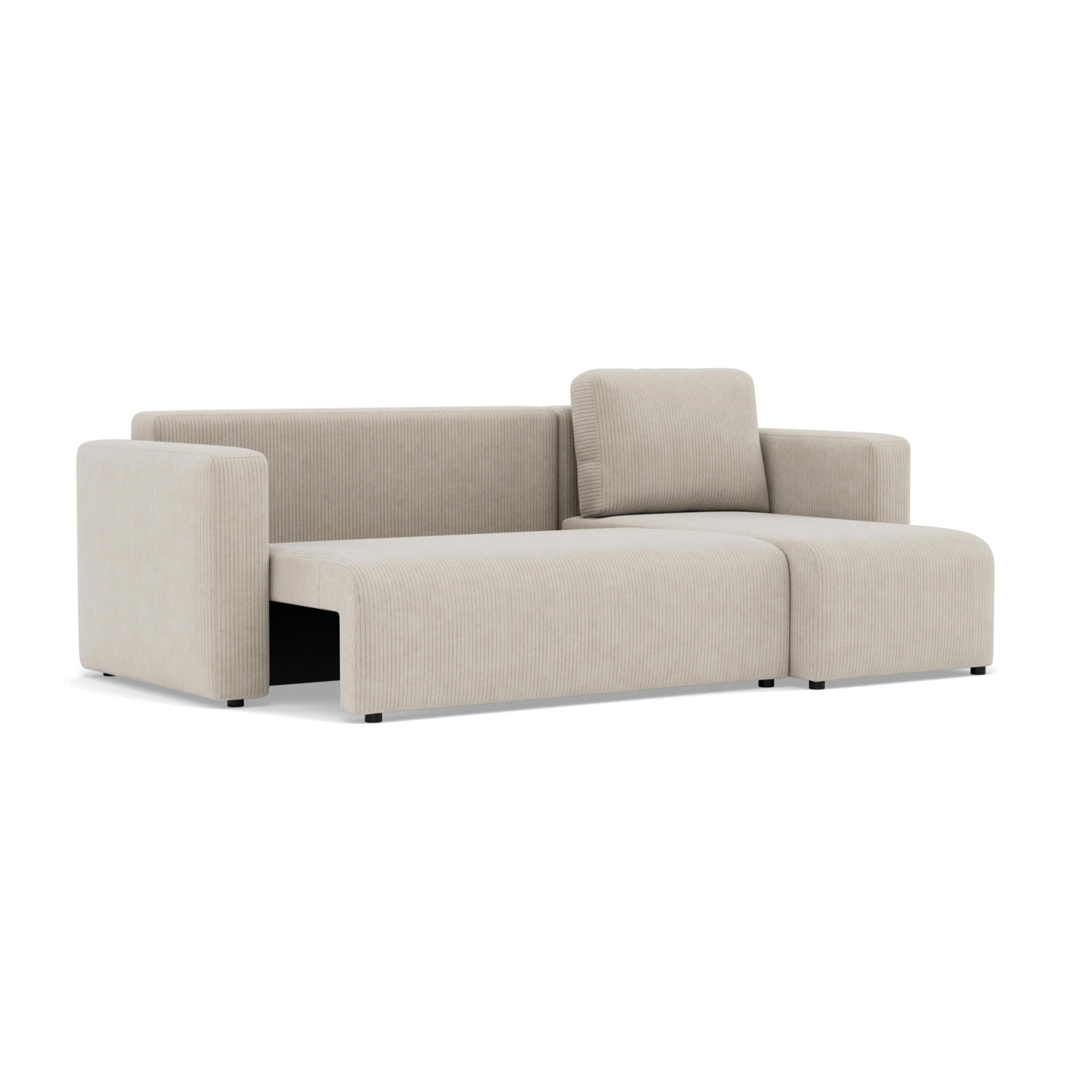 Canopy - canapé d'angle réversible 4 places convertible avec coffre en velours côtelé - Beige