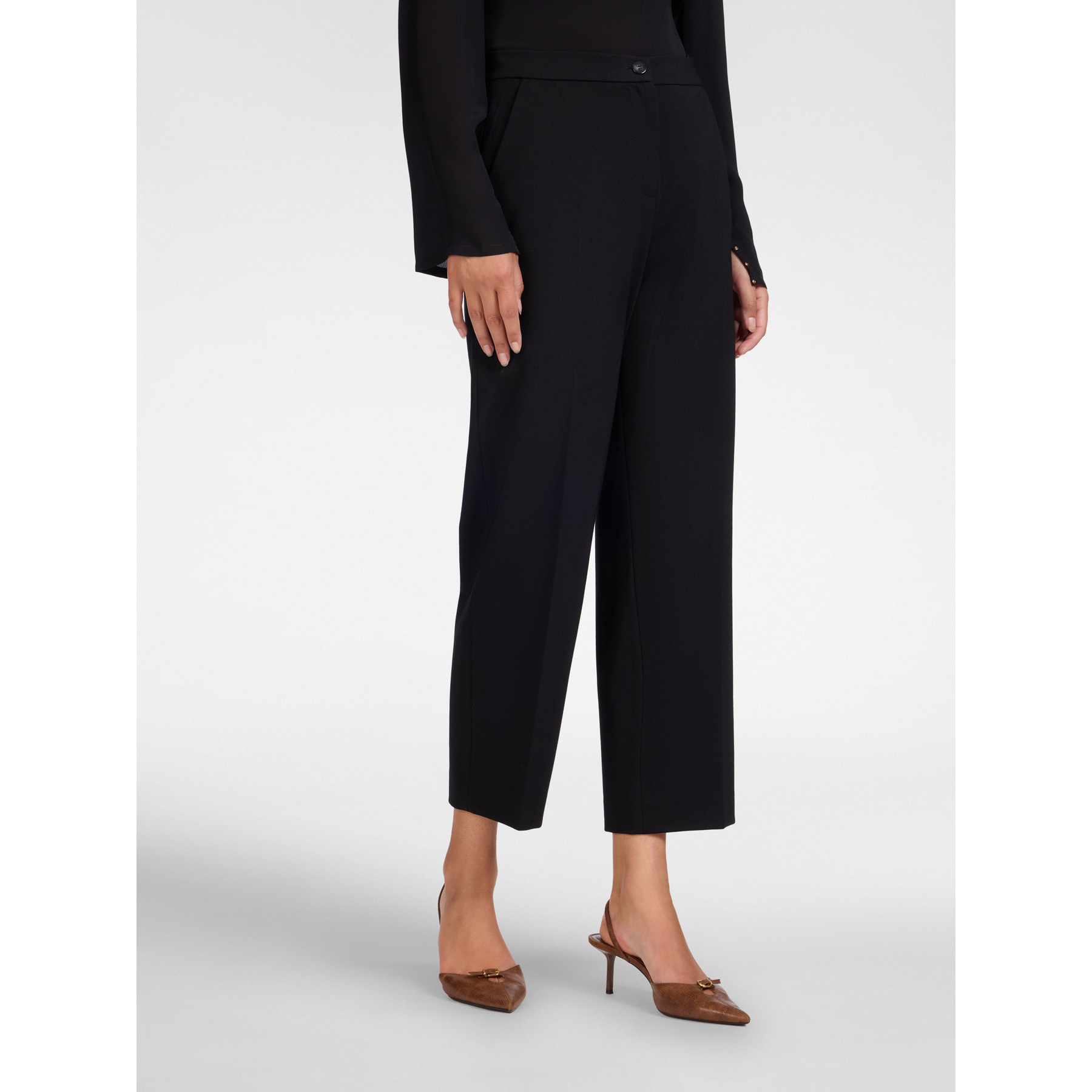 Elena Mirò - Pantaloni chinos in punto milano misto viscosa - Nero