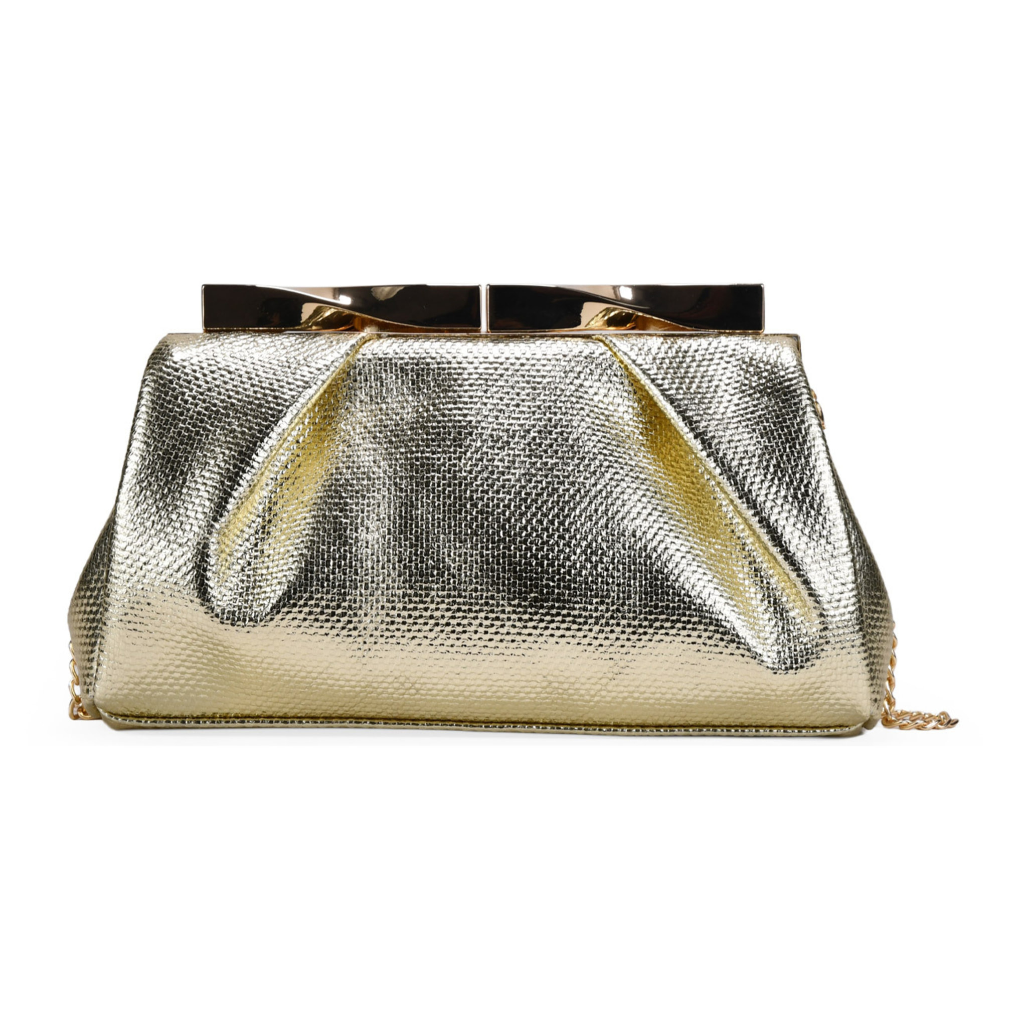 Bolso de fiesta dorado con boquilla